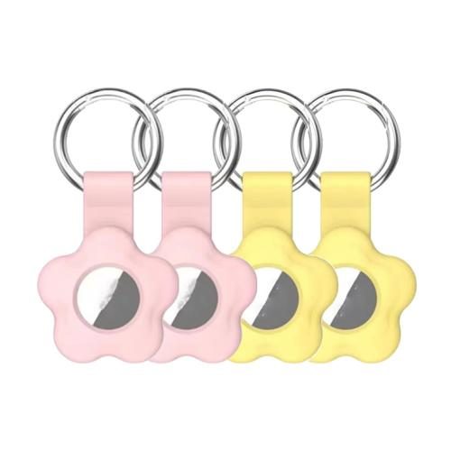 4 Packs AirTag Silicone Flower Key Ring 2pcs Pink and 2pcs Yellow. Get 4 key Carousel 1