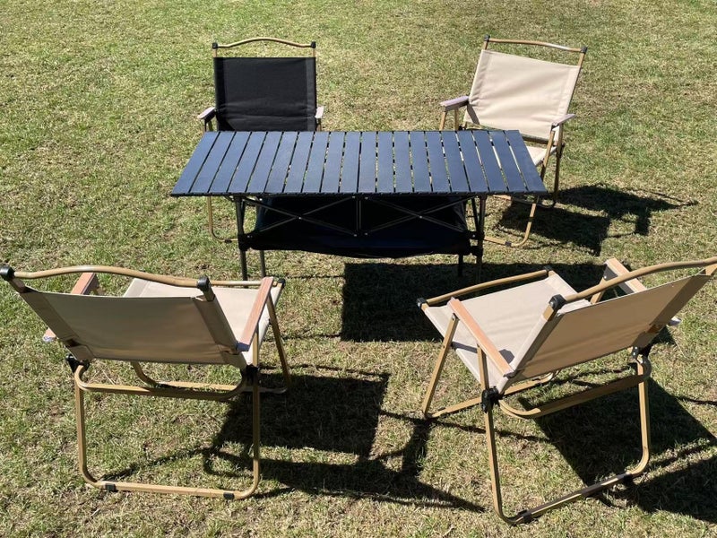Portable Folding Camping Square Table 120X55X68CM With 4 Outdoor Foldable Chair Carousel 2