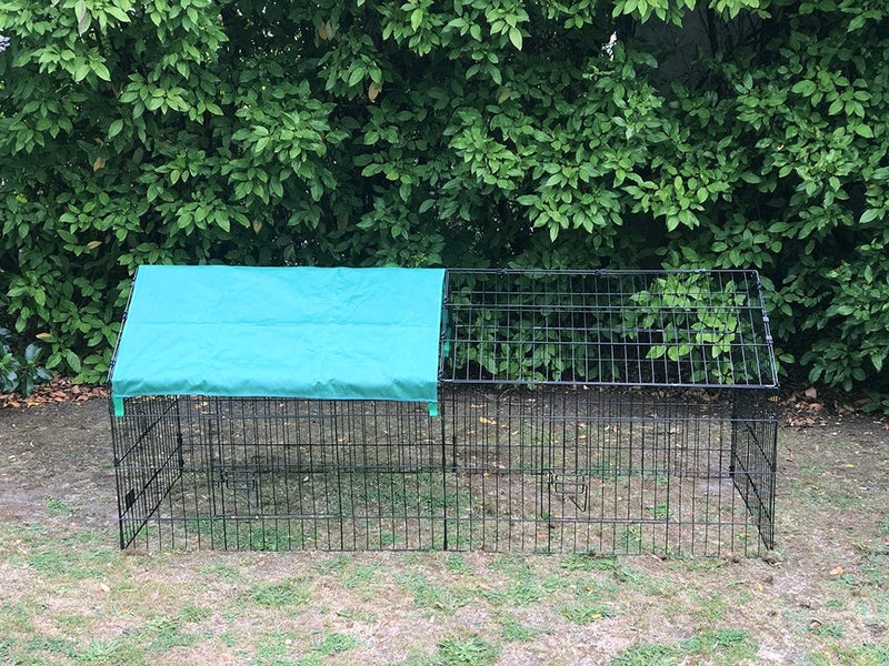 Chicken Rabbit Run Cage With Sun Cover Pet Enclosure Carousel 2