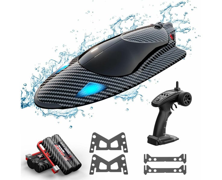 Remote Control Boat with LED Light,RC Jet Boat,35KM/H Remote Control Speed Carousel 1
