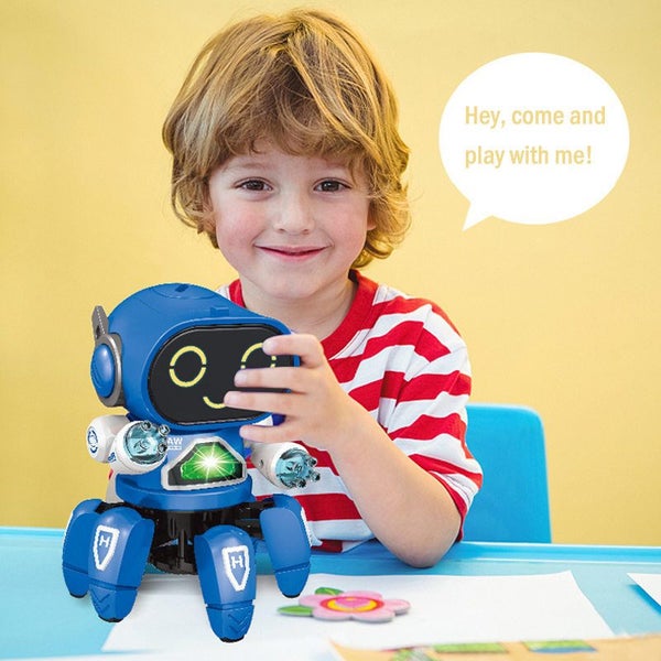 Smart Six-jaw Robot for Kids Space Dancing with Music Light Projection-Blue Carousel 7