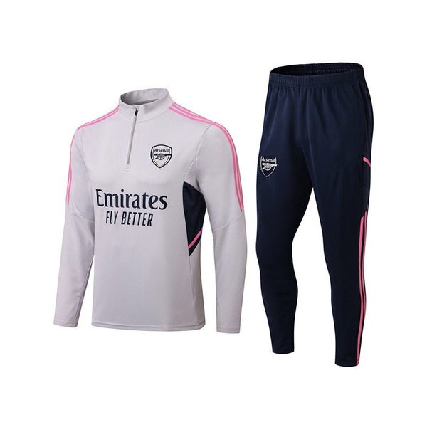 Arsenal Soccer Suit Kits with Long Sleeves Half Zipper -Gray Carousel 1