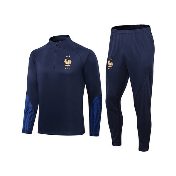 Adults Soccer Jersey Kits with Sleeves Print Half Zipper -Blue Carousel 1