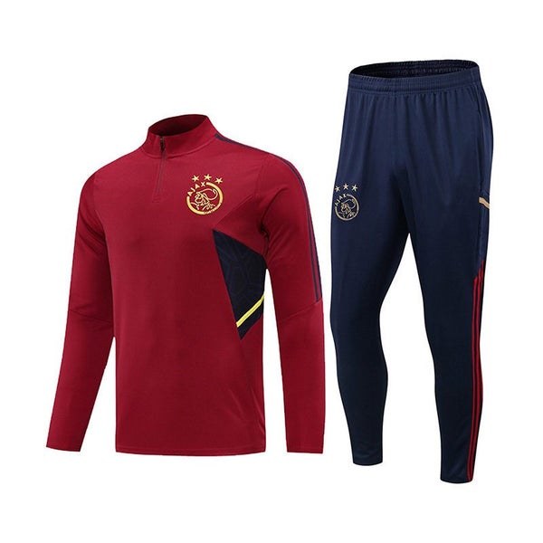 Ajax Soccer Suit Football Training Set with Long Sleeves Half Zipper -Red Carousel 1