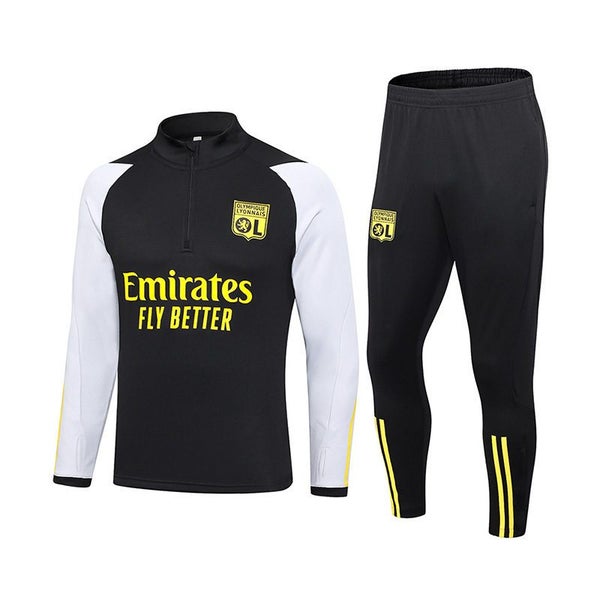 Soccer Suit Lyon Football Training Set with Long Sleeves Half Zipper -Black Carousel 1