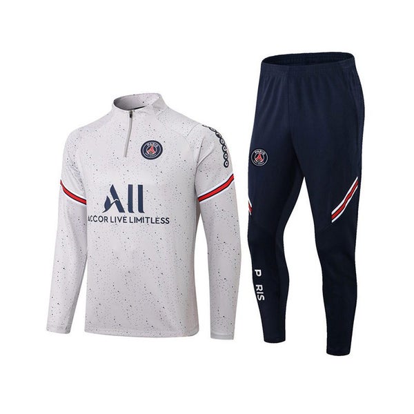 Paris Soccer Suit with Dot Long Sleeves Half Zipper -Gray Carousel 1