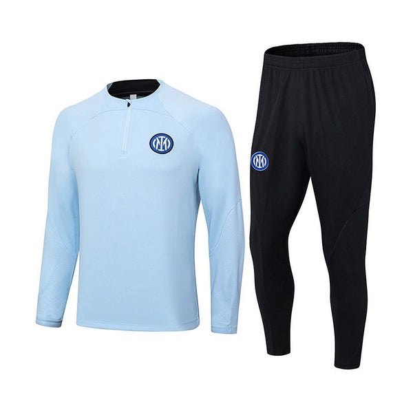 Inter Milan Soccer Suit Football Training Jersey with Half Zipper -LightBlue Carousel 1