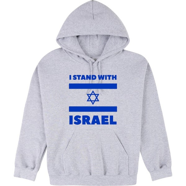 I stand with Israel Flag Star Political Sports Grey Hoodie Mens Hooded Sweater Carousel 1