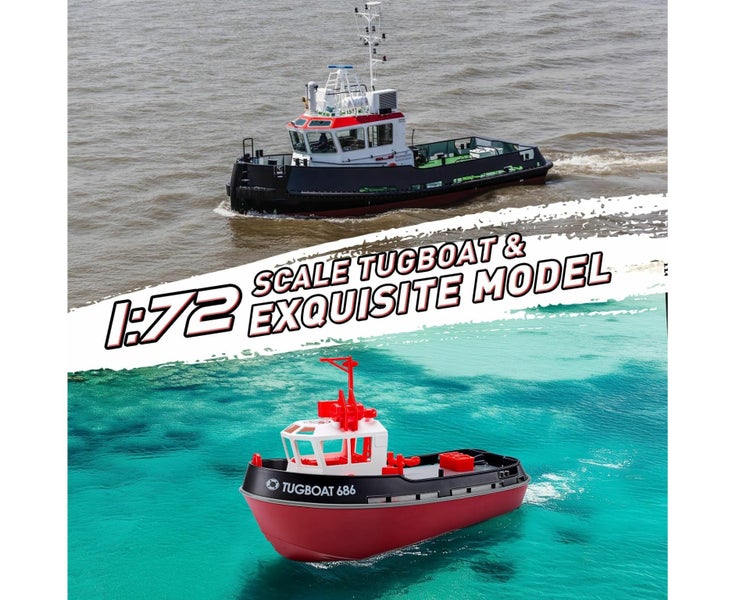RC Boat with LED Lights,1/72 RC Tugboat,Remote Control Boat with 40+ Min Ru Carousel 2