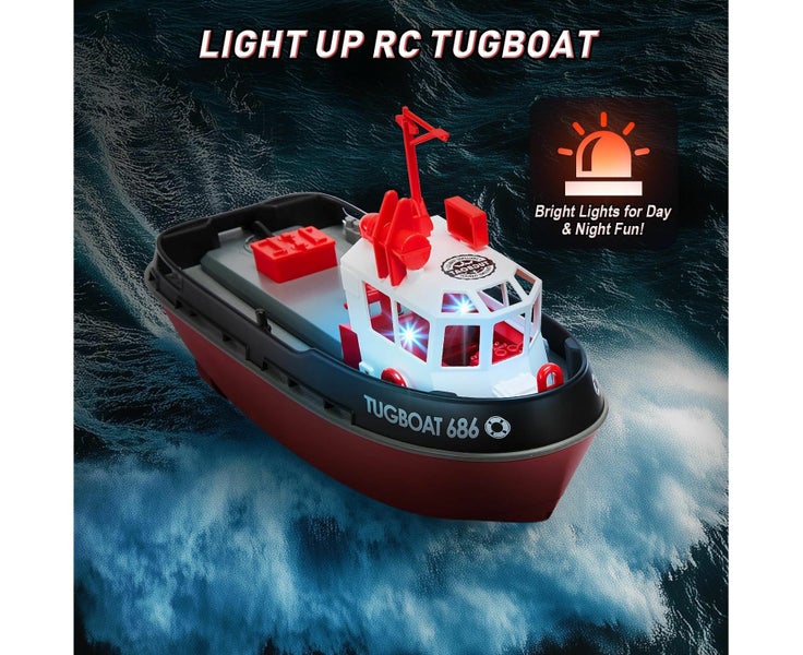 RC Boat with LED Lights,1/72 RC Tugboat,Remote Control Boat with 40+ Min Ru Carousel 7