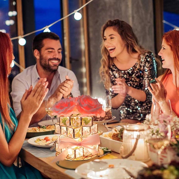 Rose Crystal Table Lamp, Rechargeable Cordless Rose Light Dimmable Flower Lamp Carousel 2