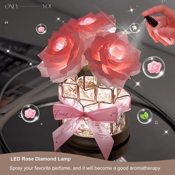 Rose Crystal Table Lamp, Rechargeable Cordless Rose Light Dimmable Flower Lamp Carousel 5