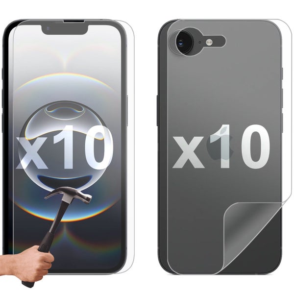 10 Set Tempered Glass Screen Protector for Apple iPhone 16e Front and Film Back Carousel 1