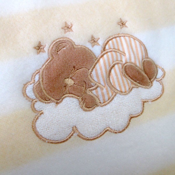 Girls Flowers and Bear Pack of 3 Embroidered Polar fleece Stripe Cot Blankets Carousel 5