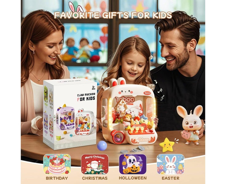 Rabbit Claw Machine for Kids Boys, Mini Arcade Candy Vending Machine, Coin, Carousel 5
