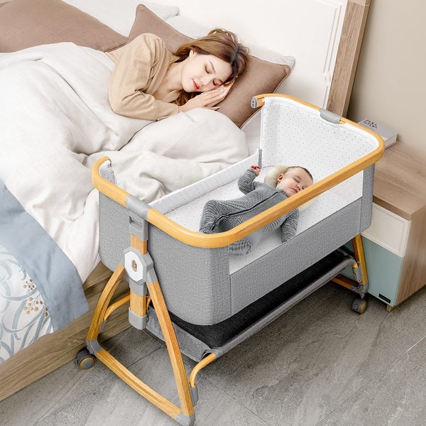 PlayPals 3-in-1 Baby Cot Crib Bed Bassinet Bedside Sleeper Portable Foldable Carousel 11