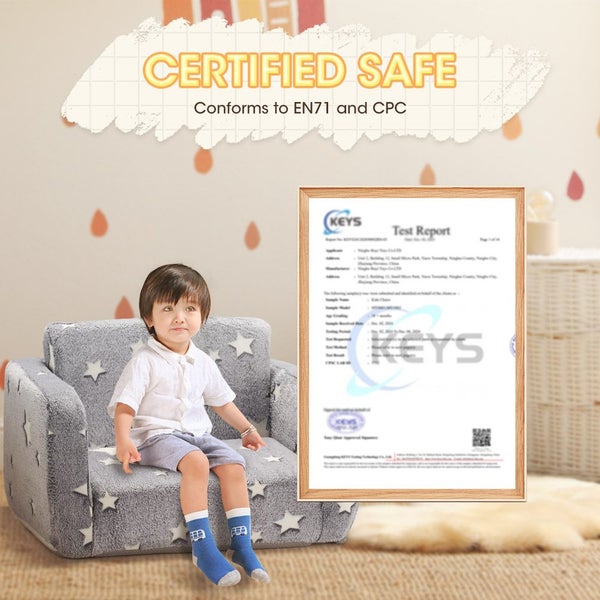 Playpals Kids Sofa Convertible Couch Fold Out Play Couch Toddler Sofa Grey Carousel 12
