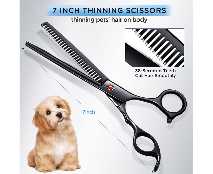 Professional Dog Grooming Scissors Set, 4-Pieces Straight, Upward Curved, D Carousel 2