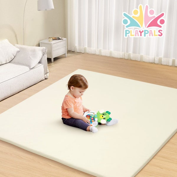 Playpals Kids Play Mat Baby Crawling Soft Leather Cover Plush Foam Padding Beige Carousel 1