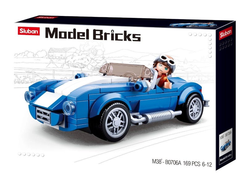SLUBAN MODELBRICKS BLUE RACE CAR 169 PCS M38-B0706A Carousel 1
