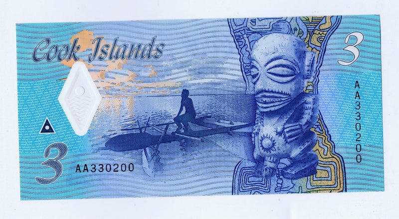 RARE $3.00 Bank Note COOK ISLAND Young NAKED WAHINE Riding a SHARK Bare BREASTED Carousel 2