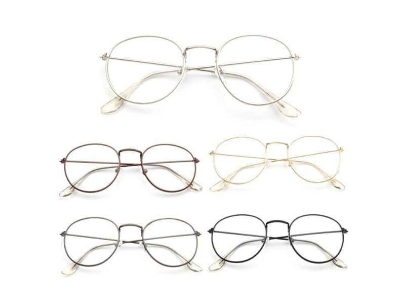 Vintage Men Women Eyeglass Metal Frame Glasses Round Spectacles Clear Lens Carousel 2