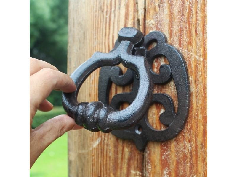 2 Pieces Antique Door Knockers Cast Iron Novelty DoorKnocker With Hanging Ring Carousel 1
