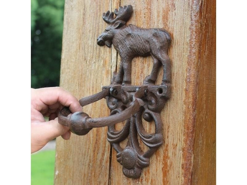 2 Piece Cast Iron Door Knocker Elk Moose Decorative Doorknocker Traditional Carousel 1