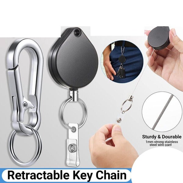 Heart Retractable Key Chain Heavy Duty ID Card Clip Lanyard Extendable Keychain Carousel 1