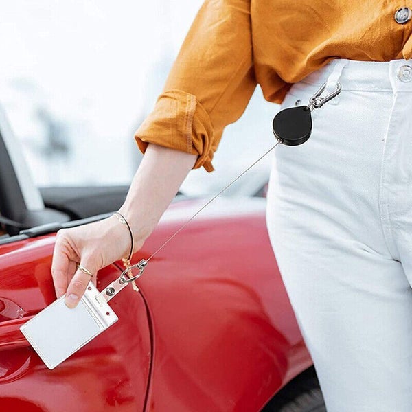 Heart Retractable Key Chain Heavy Duty ID Card Clip Lanyard Extendable Keychain Carousel 2