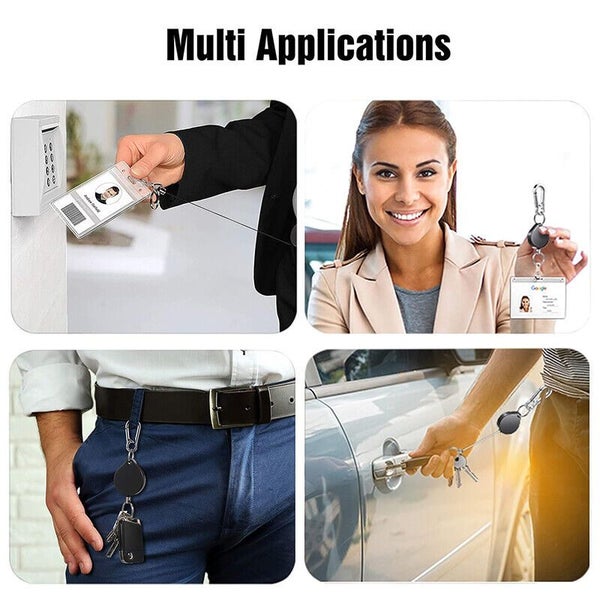 Heart Retractable Key Chain Heavy Duty ID Card Clip Lanyard Extendable Keychain Carousel 12