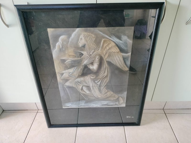 Striking Original Signed and Framed Pastel Drawing Carousel 1