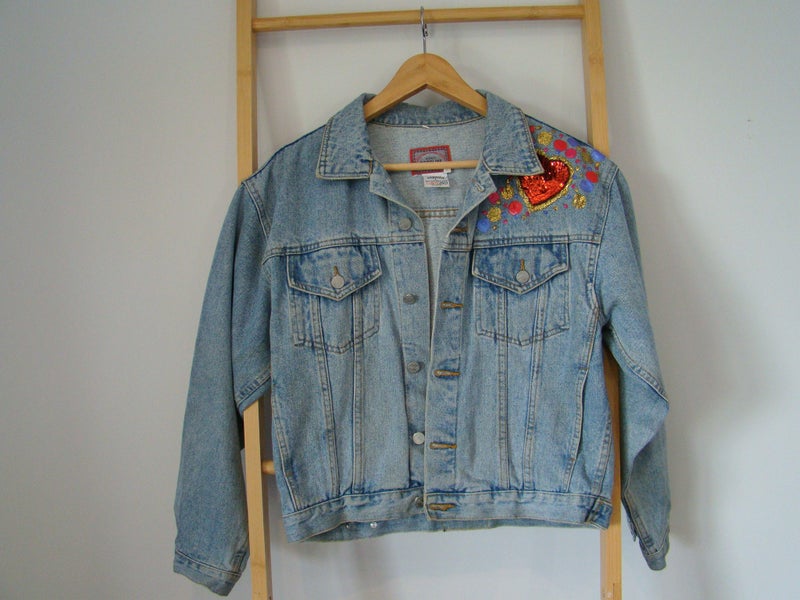 Vintage Denim Jacket Womens Size Large District Gasoline Made in Hong Kong Carousel 2