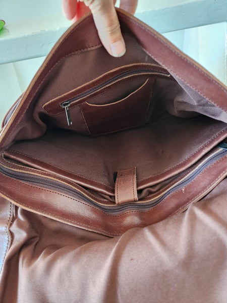 FIBRE genuine leather laptop crossbody satchel (B7) Carousel 8