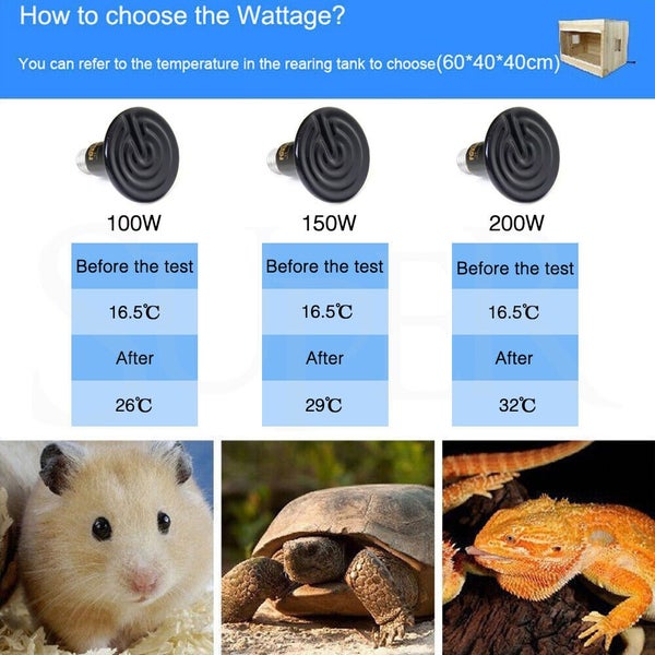 Infrared Ceramic Heat Lamp Bulb With Holder For Reptile Pet Chicken Brooder Home Carousel 2