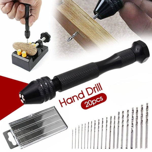 20pcs Mini hand drill Vise Hand Bits Twist Woodworking Set Precision Pin Carousel 2