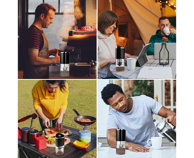Portable Electric Burr Coffee Grinder USB Rechargeable Mini Coffee Bean Gri Carousel 8
