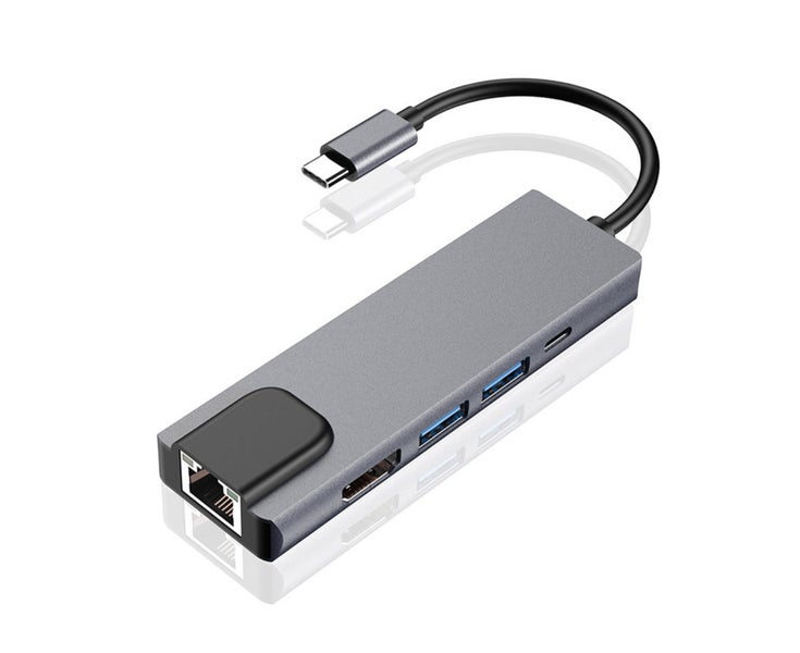 Portable 5-in-1 Gigabit Ethernet Lan RJ45 Type-C Hub to 4K USB 3.0 PD USB-C Carousel 1