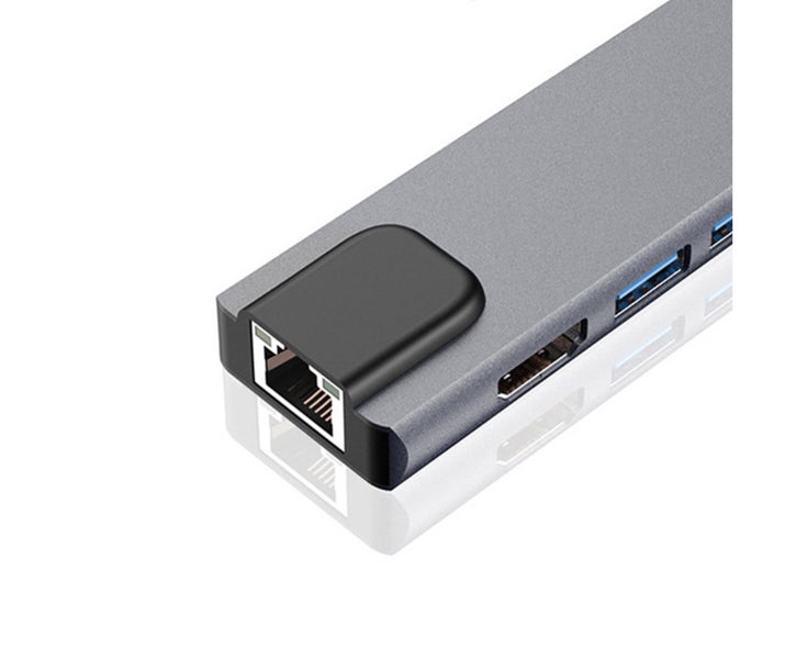 Portable 5-in-1 Gigabit Ethernet Lan RJ45 Type-C Hub to 4K USB 3.0 PD USB-C Carousel 8