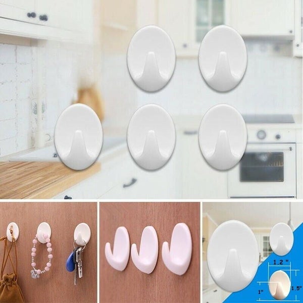 5PCS Self Adhesive Hanger Hooks Stick On Wall Sticky Towel / Coat Hanging Hook Carousel 1