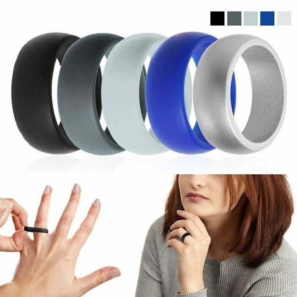 Silicone Wedding Engagement Ring Men Women Rubber Band Gym Sport Flexible Carousel 1