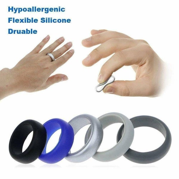 Silicone Wedding Engagement Ring Men Women Rubber Band Gym Sport Flexible Carousel 2