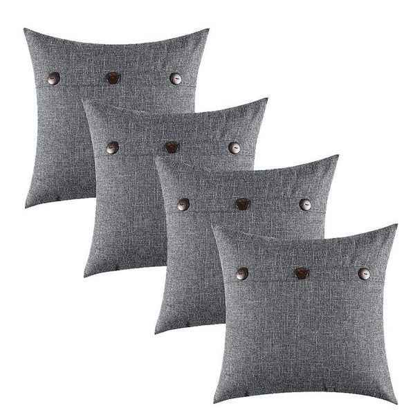 3 Button Flax Throw Pillow Cover - 4 Packs Carousel 4