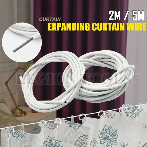 5pack Stretch Curtain Wire Kit Blind Cord Stretchy Spring 8 FREE Eyes & Hooks... Carousel 1
