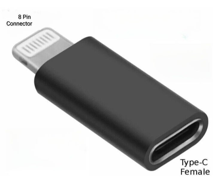 USB Type C Female to iPhone Adapter Converter Charging and Data Sync 8-Pin Carousel 1