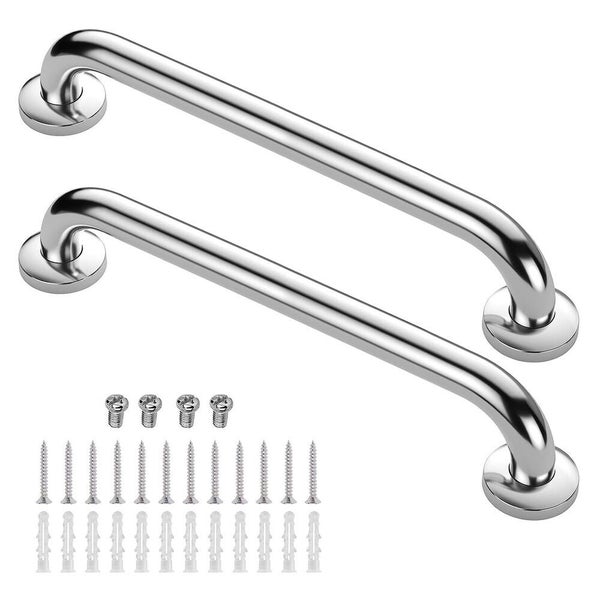 2pcs Safety Rail Wall Grab Bar Pull Shower Handle Bathroom 304 Stainless Steel Carousel 12