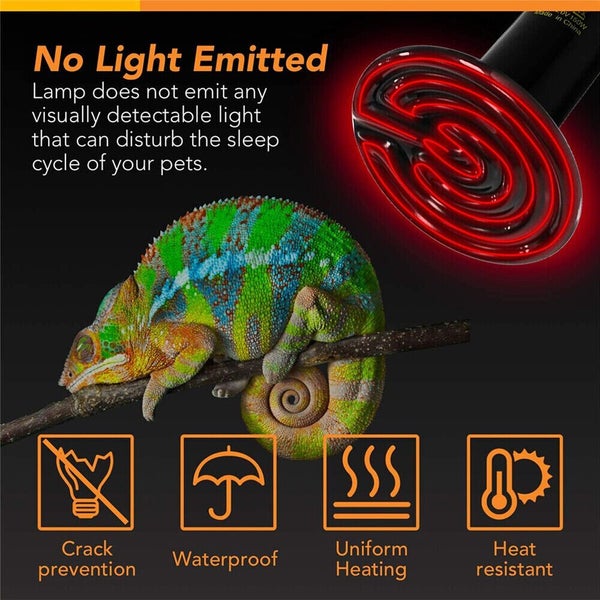 2X Infrared Ceramic Heat Lamp Bulb For Heat Emitter Reptile Pet Chicken Brooder Carousel 2