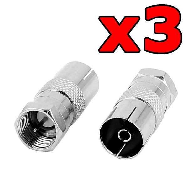 3pack F-Type Male to PAL Female Socket TV Antenna Cable Connector Adaptor Cor... Carousel 5
