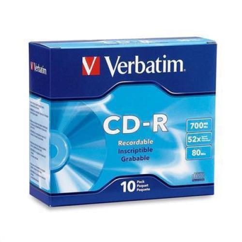 Verbatim 94935 CD-R 52x 700MB 10Pk with Slim Cases 80min P-Cyanine [94935] Carousel 1