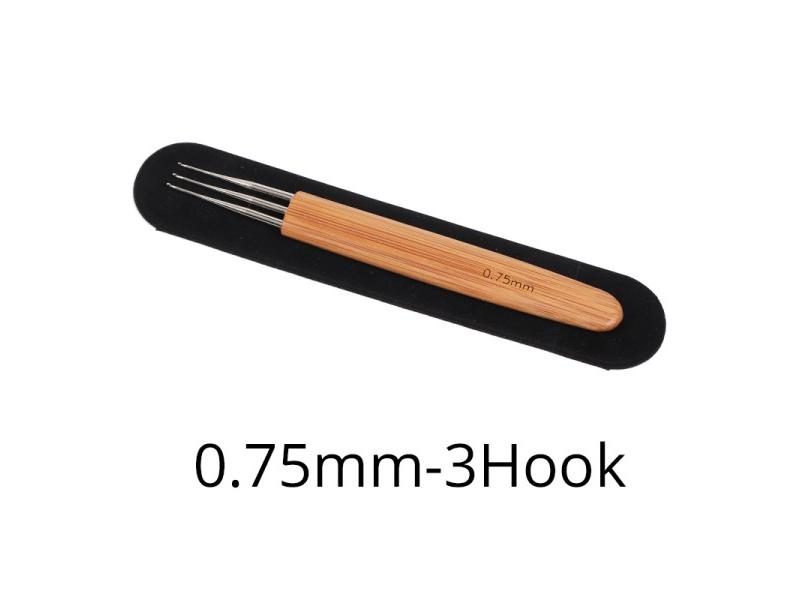 Profeesional Dreadlock Crochet Bamboo Handle Hook 0.5Mm 0.75Mm 1-Hook 2-Hooks Carousel 1
